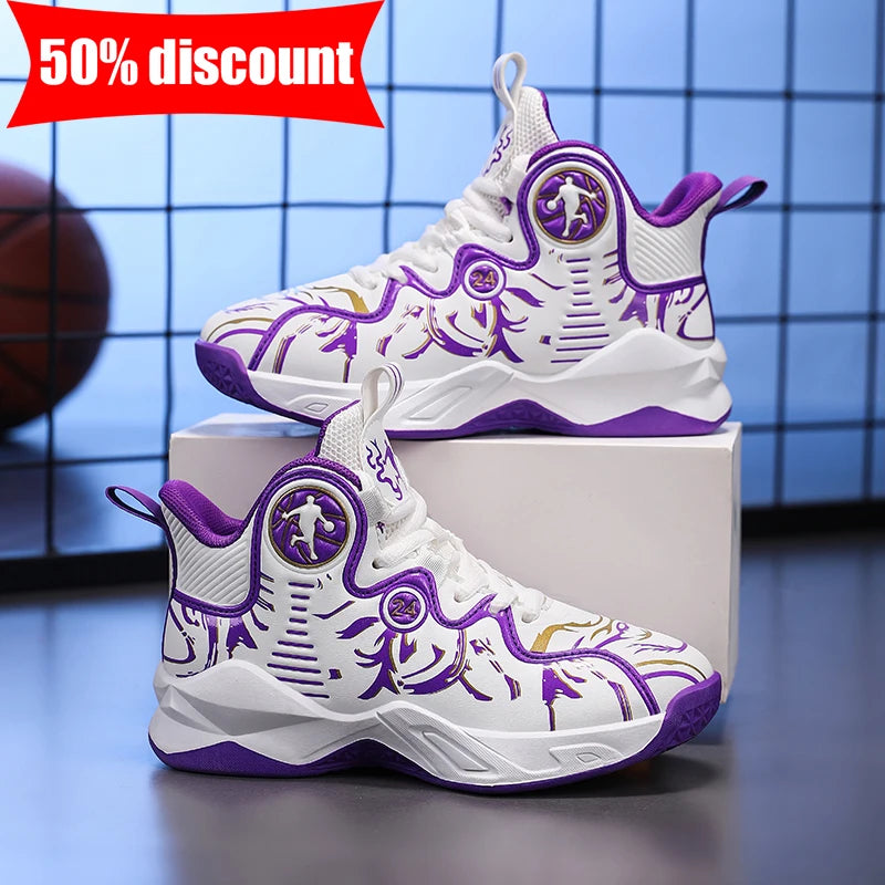 Children Basketball Shoes High Quality Wear Resistant School Competition Training Shoes Ankle Protected Anti Slip Youth Sneakers